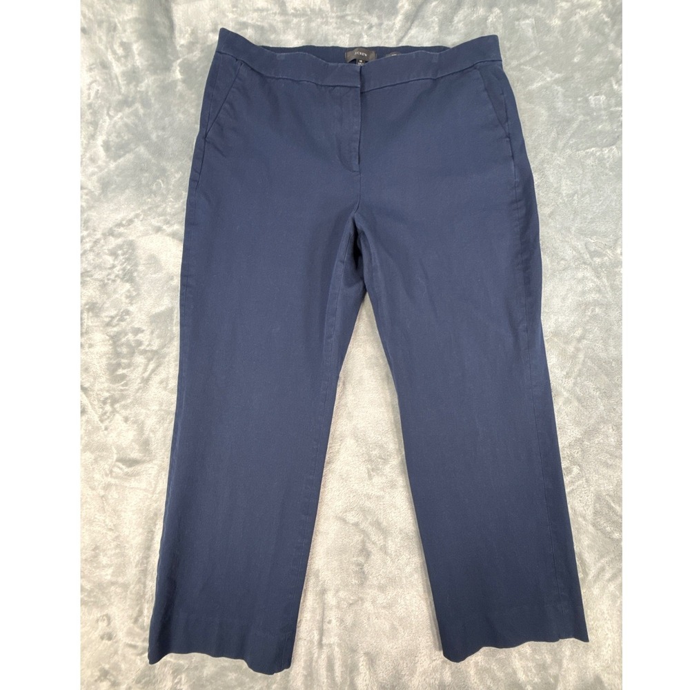 J.Crew Kate Straight Leg Pants Navy Blue High Rise Stretch Cotton Blend Size 18